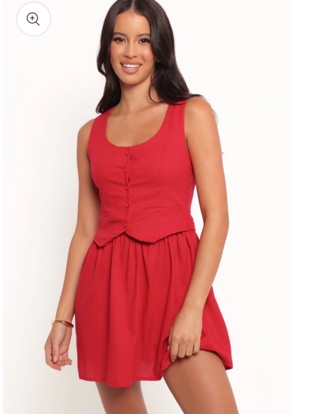 Petal & Pup Red Sleeveless Button-Front Mini Dress